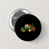 Weihnachtsbaumtraktor Weihnachtsmannmütze Weihnach Button (Vorne & Hinten)