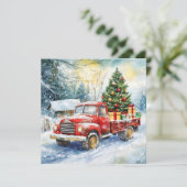 Weihnachtsbaumtransporter Feiertagskarte (Stehend Vorderseite)