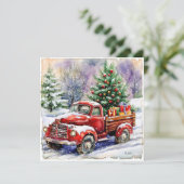 Weihnachtsbaumtransporter Feiertagskarte (Stehend Vorderseite)