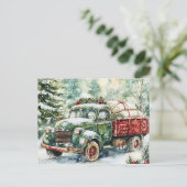 Weihnachtsbaumtransporter Feiertagspostkarte (Stehend Vorderseite)