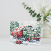 Weihnachtsbaumtransporter Feiertagspostkarte (Stehend Vorderseite)