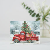 Weihnachtsbaumtransporter Feiertagspostkarte (Stehend Vorderseite)