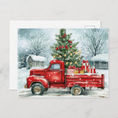 Weihnachtsbaumtransporter Feiertagspostkarte (Vorne/Hinten)
