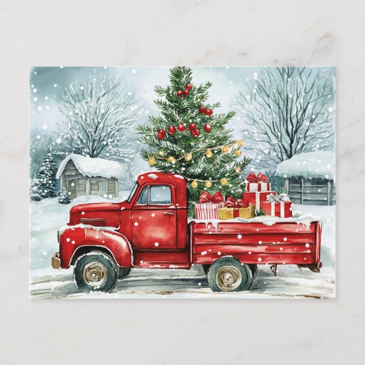 Weihnachtsbaumtransporter Feiertagspostkarte (Vorderseite)