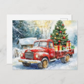 Weihnachtsbaumtransporter Feiertagspostkarte (Vorne/Hinten)