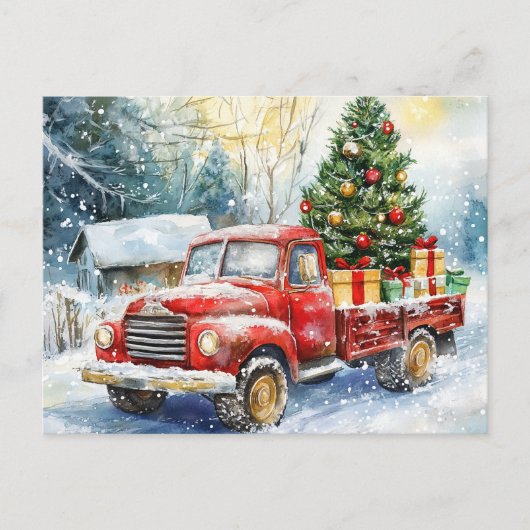 Weihnachtsbaumtransporter Feiertagspostkarte (Vorderseite)