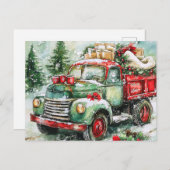 Weihnachtsbaumtransporter Feiertagspostkarte (Vorne/Hinten)