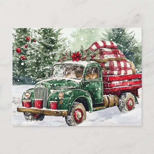 Weihnachtsbaumtransporter Feiertagspostkarte (Vorderseite)