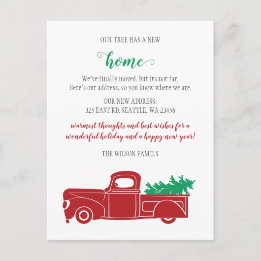 Weihnachtsbaumtransporter Wir haben Urlaub bewegt Postkarte (Vorderseite)