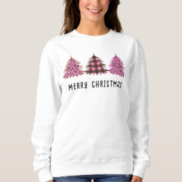 Weihnachtsbaumtrio Rosa Tierausdruck und Kariert Sweatshirt