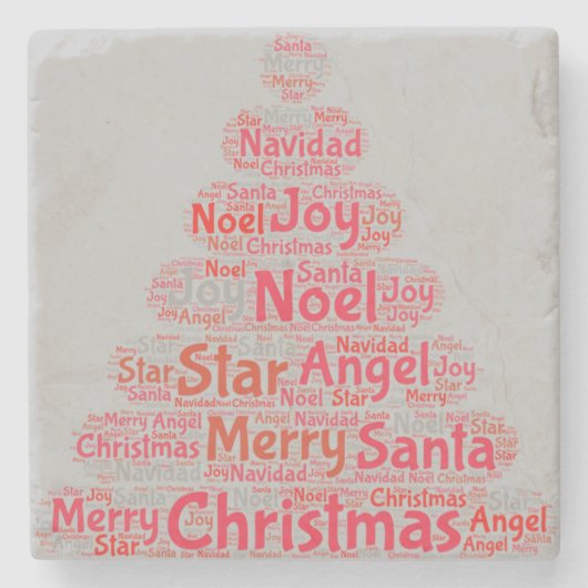 Weihnachtsbaumtypografie Steinuntersetzer (Vorderseite)