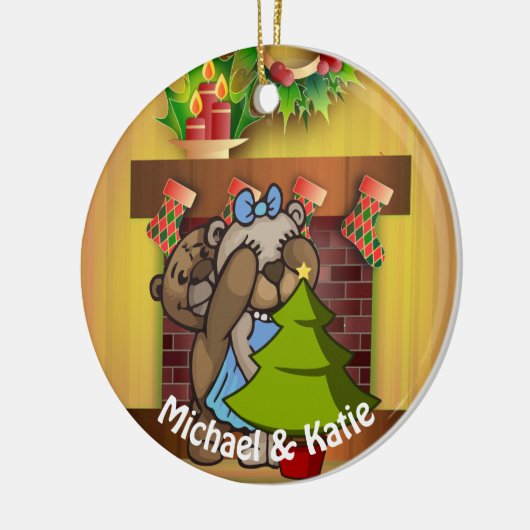 Weihnachtsbaumüberraschung Keramik Ornament (Links)