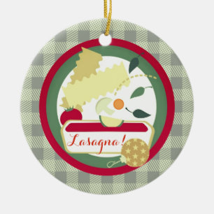Weihnachtsbaumverzierung Nahrung der Lasagne Keramikornament