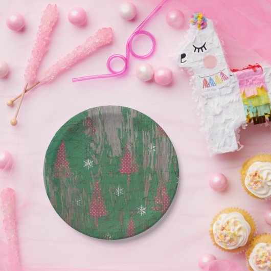 WeihnachtsbaumVintager antiker rustikaler Pappteller (Party)