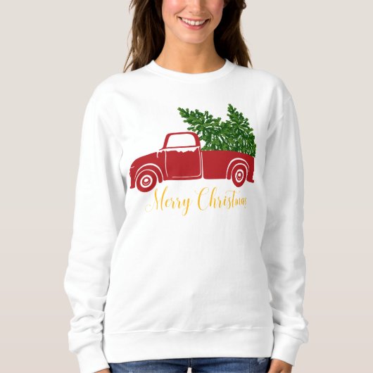 Weihnachtsbaumwagen Frauen Sweatshirt (Vorderseite)