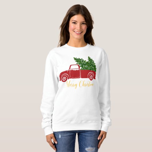 Weihnachtsbaumwagen Frauen Sweatshirt (Vorne ganz)