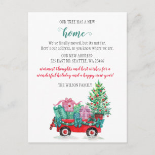 Weihnachtsbaumwagen Wir sind umgezogen Holiday Mov Postkarte