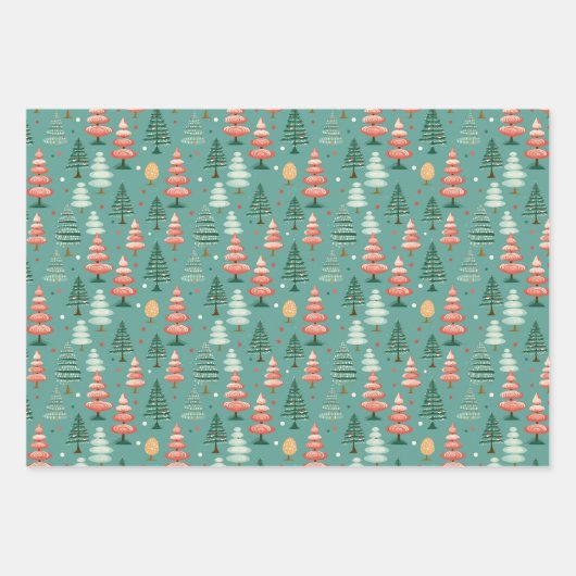 Weihnachtsbaumwald Geschenkpapier Set (Vorderseite 3)