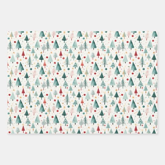 Weihnachtsbaumwald Geschenkpapier Set (Vorderseite 2)