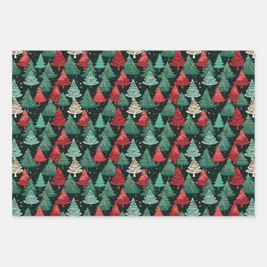 Weihnachtsbaumwald Geschenkpapier Set (Vorderseite)