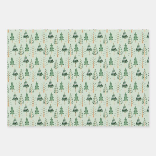Weihnachtsbaumwald Geschenkpapier Set (Vorderseite 3)