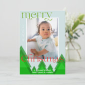 Weihnachtsbaumwald Moderne blass blaue Fotokarte Feiertagskarte (Stehend Vorderseite)