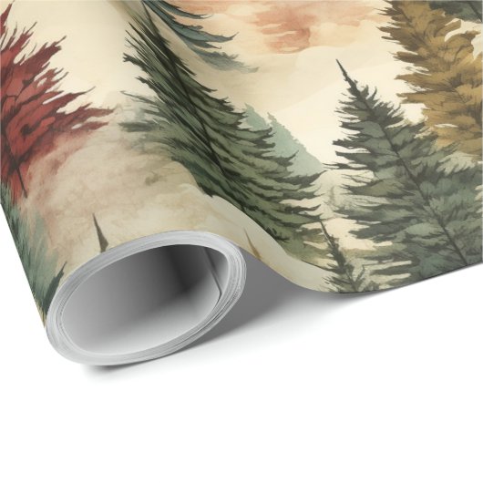 Weihnachtsbaumwald Pine Tree Geschenkpapier (Rolleneckpunkt)