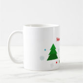 Weihnachtsbaumwald, Schneeflocken, rote blaue Punk Kaffeetasse (Links)