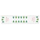 Weihnachtsbaumwald, Schneeflocken, rote blaue Punk Kurzer Tischläufer (Horizontal)