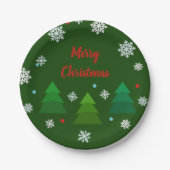 Weihnachtsbaumwald, Schneeflocken, rote blaue Punk Pappteller (Vorderseite)