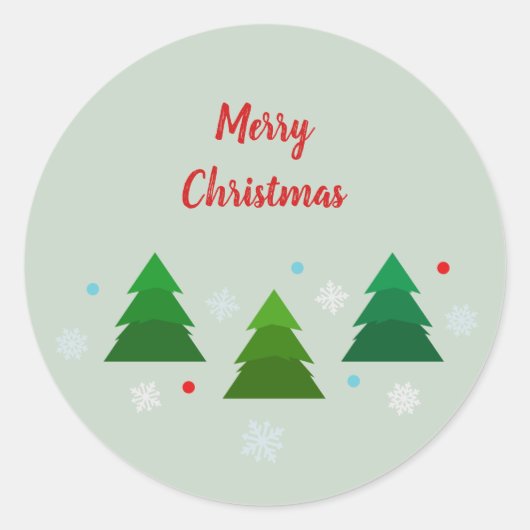 Weihnachtsbaumwald, Schneeflocken, rote blaue Punk Runder Aufkleber (Vorderseite)