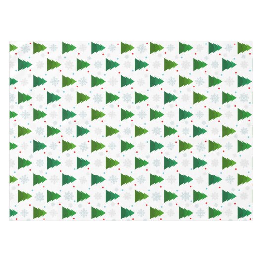 Weihnachtsbaumwald, Schneeflocken und roter blauer Tischdecke (Vorderseite (Horizontal))