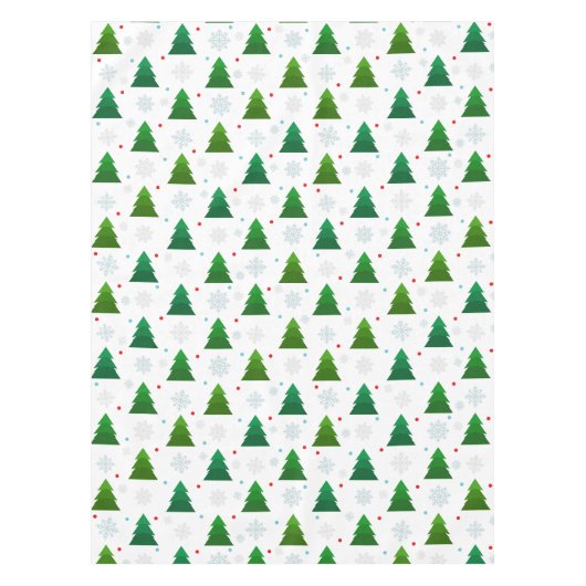 Weihnachtsbaumwald, Schneeflocken und roter blauer Tischdecke (Vorderseite)