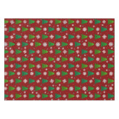 Weihnachtsbaumwald, Schneeflocken und roter blauer Tischdecke (Vorderseite (Horizontal))