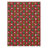 Weihnachtsbaumwald, Schneeflocken und roter blauer Tischdecke (Vorderseite)