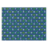 Weihnachtsbaumwald, Schneeflocken und roter blauer Tischdecke (Vorderseite (Horizontal))