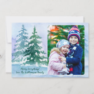 Weihnachtsbaumwald Wasserfarben Familienhotel Foto Feiertagskarte