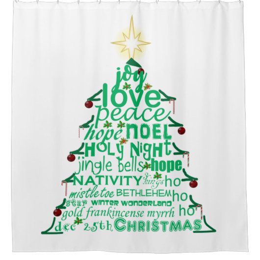 Weihnachtsbaumwörter Duschvorhang (Vorderseite)