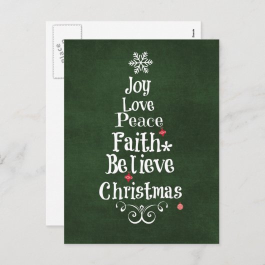 Weihnachtsbaumwörter Feiertagspostkarte (Vorne/Hinten)