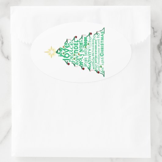 Weihnachtsbaumwörter Ovaler Aufkleber (Tasche)
