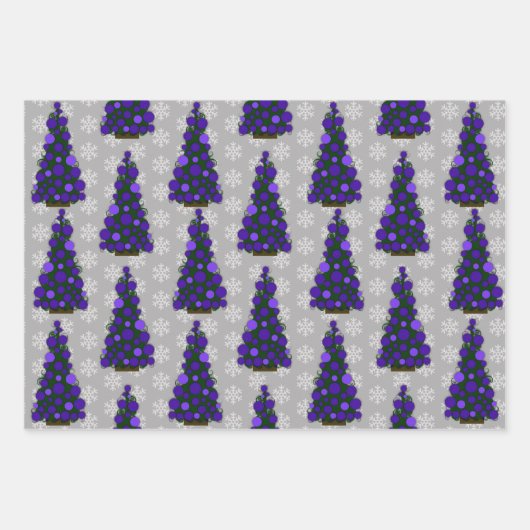 Weihnachtsbaumwrapping Paper Flat Sheet Set von 3 Geschenkpapier Set (Vorderseite)