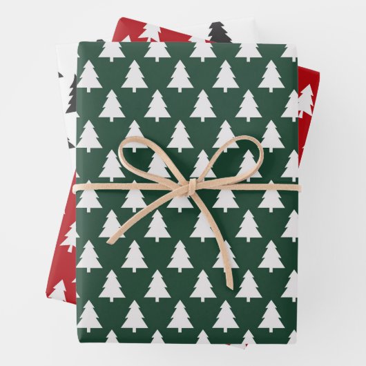 Weihnachtsbaumwrapping Paper Flat Sheet Set von 3 Geschenkpapier Set (Beispiel)