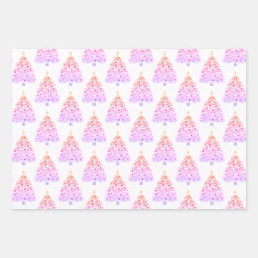 Weihnachtsbaumwrapping Paper Flat Sheet Set von 3 Geschenkpapier Set (Vorderseite 2)