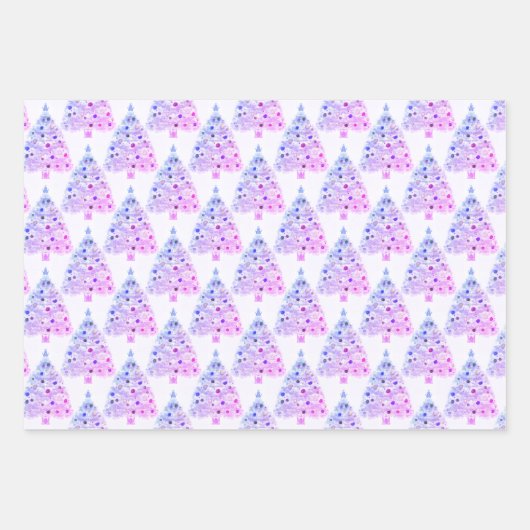 Weihnachtsbaumwrapping Paper Flat Sheet Set von 3 Geschenkpapier Set (Vorderseite)