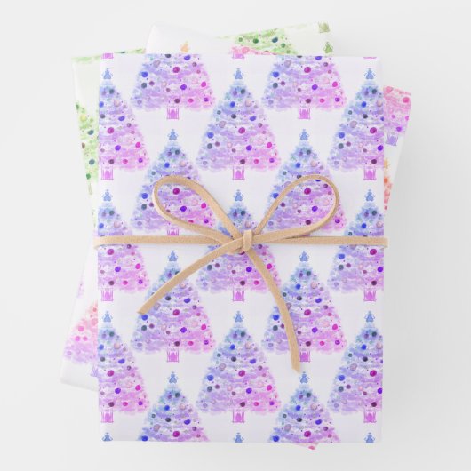 Weihnachtsbaumwrapping Paper Flat Sheet Set von 3 Geschenkpapier Set (Beispiel)