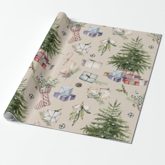 Weihnachtsbaumwrapping Paper Geschenkpapier (Ungerollt)