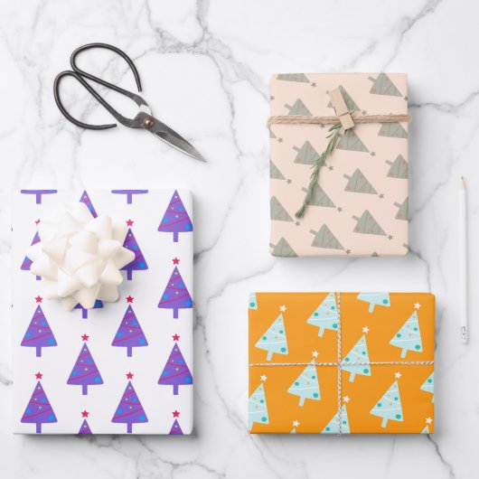Weihnachtsbaumwrapping Paper Pack Geschenkpapier Set (Vorderseite)