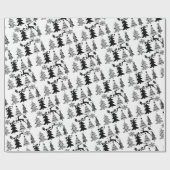 Weihnachtsbaumwrapping Paper Schwarz-weiß Grau Geschenkpapier (Flach)