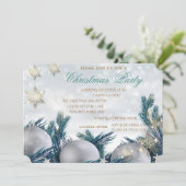 Weihnachtsbaumzweig, Balls Company Weihnachts-Part Einladung (Stehend Vorderseite)