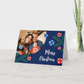 Weihnachtsbaumzweig mit Schneeflockendekorationen Karte (Vorderseite)